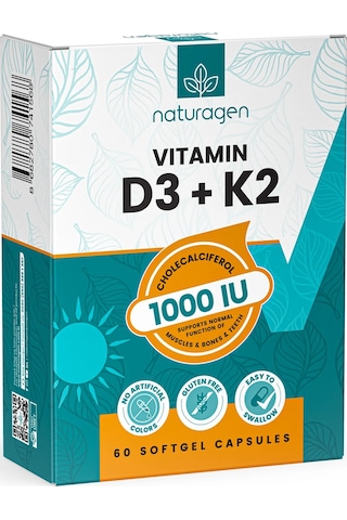 Naturagen Vitamin D3 + K2 1000 IU 60 Kapsül