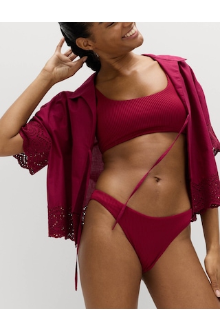 Marks & Spencer Dokulu Bikini Altı T52001197L Bordo