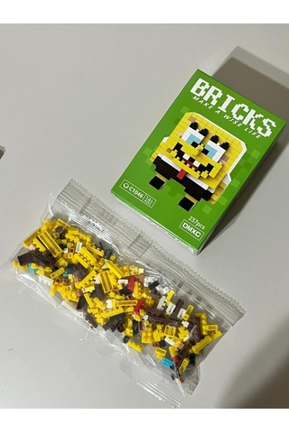 Mini Bricks Sünger Bob Figür Yapım Seti 237 Parça, Mikro Blok Oyuncak, Koleksiyonluk