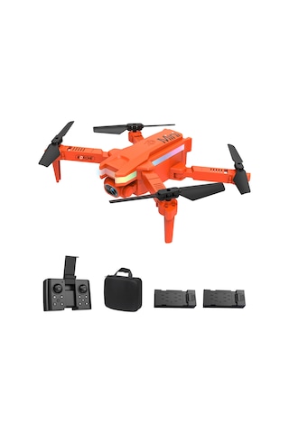 Samdoo Küçük Boy Katlanabilir Drone Xt8: 4k İki Kameralı, İki Pil, Yol Planlama Ve El İsareti Fotoğraf Çekimi, Depolama Çantası İle Turuncu