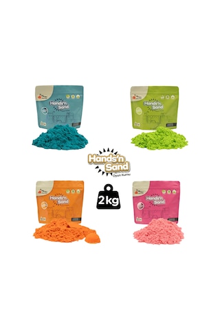 Playever Hands'n Sand Doğal Kinetik Kum 2kg - 4 Renk Çok  Renkli