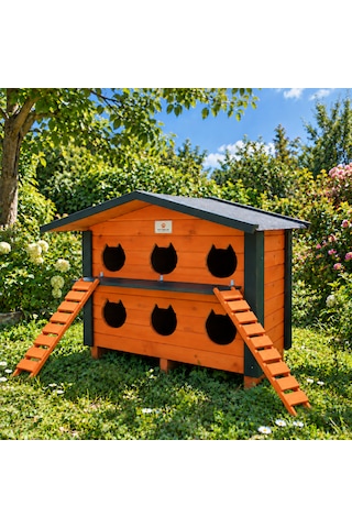 6 Yuvalı Kedi Evi Dış Ortam