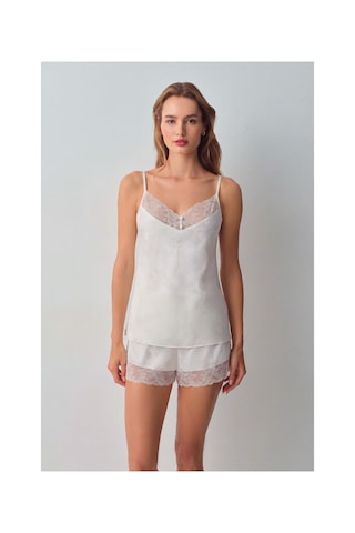 Suwen Bride Dantelli İnce Askılı Pijama Üstü Wsh11110073036 Ekru