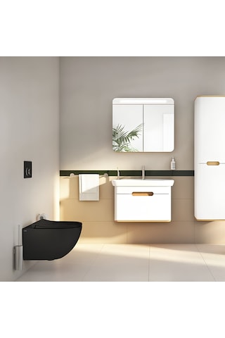 Vitra S60 Smootflush Mat Siyah Asma Klozet 7510b083-0090, Vitra Mat Siyah Gömme Rezervuar Set 768-1851 Siyah