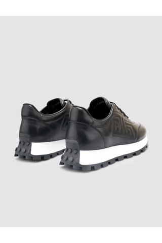 %100 Hakiki Deri Siyah Kadın Sneaker Siyah