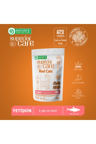 Nature's Protection Superior Care Kızıl/Kahverengi Tüylü Kediler İçin Tahılsız Ringa Balıklı Kedi Maması 400 G