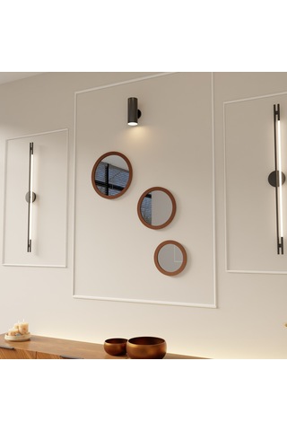 Dekoratif 3 Parçalı Pleksi Aynalı Ahşap Duvar Süsü