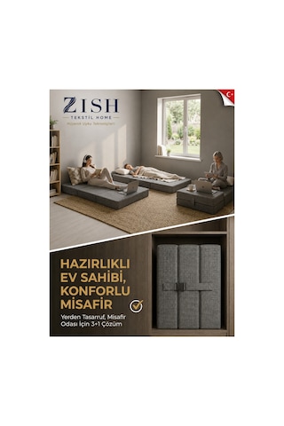 Gri Katlanır Sünger Misafir Yer Yatağı Ve Balkon Minderi 7cm Gri