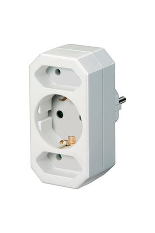 Brennenstuhl Artırılmış Temas Korumalı Kablosuz Üçlü Priz Adaptörü Beyaz