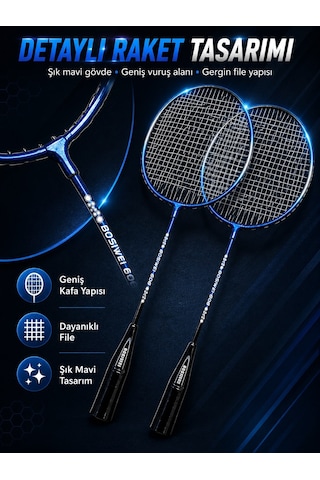 Ckspor Pro-606 Badminton Seti 2 Raket 3 Top Taşıma Çantalı Badminton Raketi Ve Top Seti