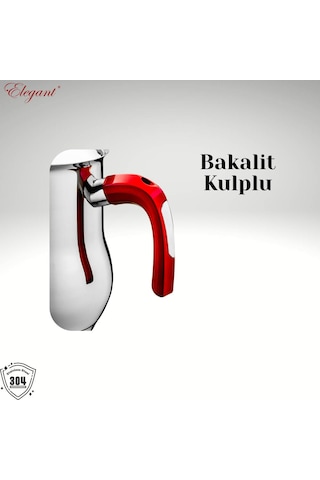 2 Lt. Çelik Sütlük Bakalit Kulp - Kırmızı Kırmızı