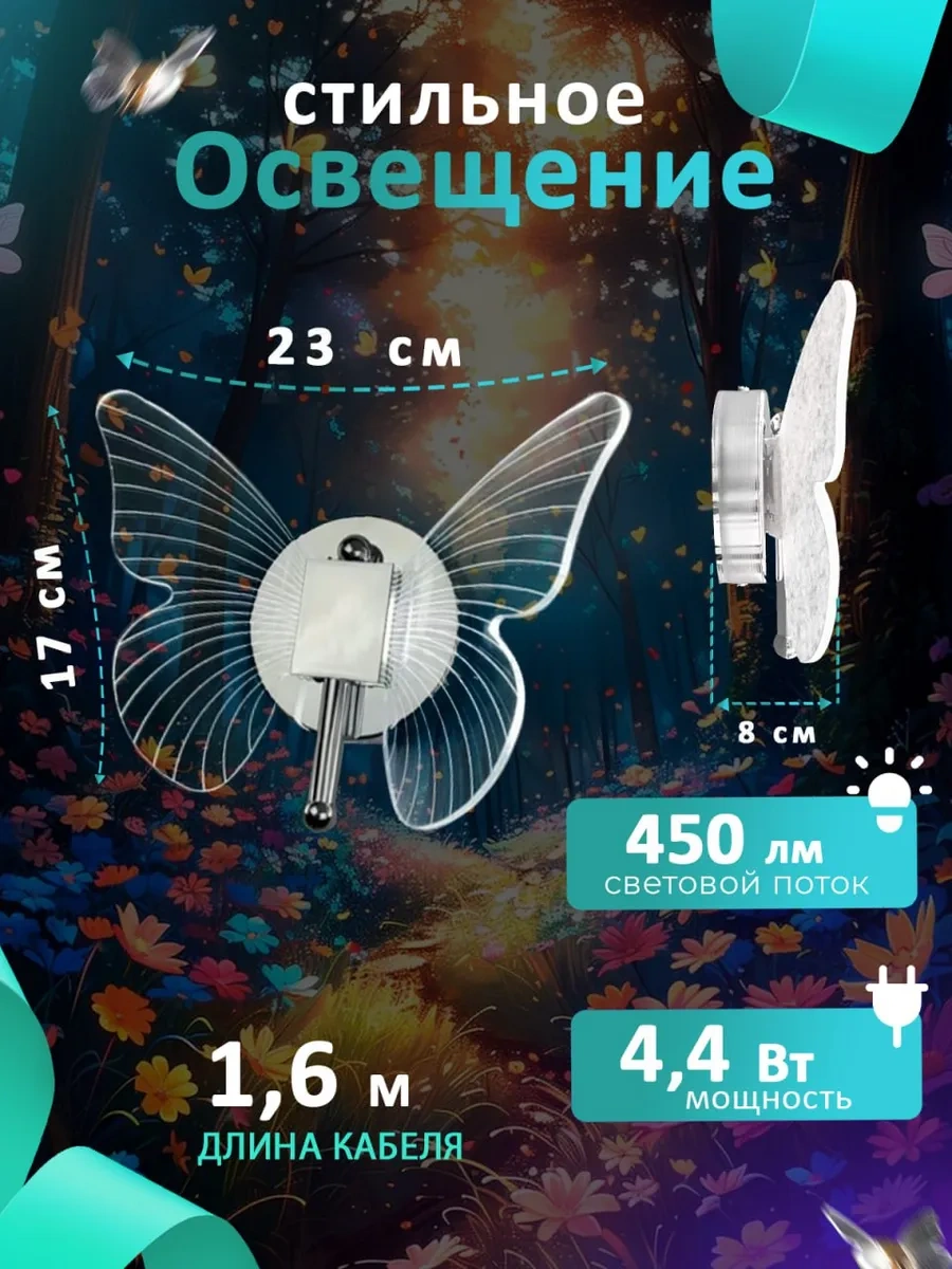 Lubimyj Svet Led Kablolu Duvar Askısı Kelebek Lamba 281624247 Gri