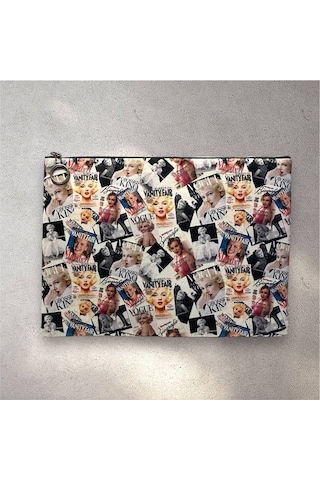 Herşey Nota Marilyn Monroe Figürlü Clutch Portföy Çanta Çok Renkli