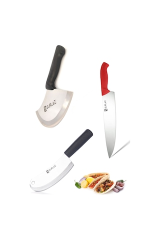 3'Lü Mutfak Bıçak Seti Şef Bıçağı Soğan Satırı Pizza Kesici Çok Renkli