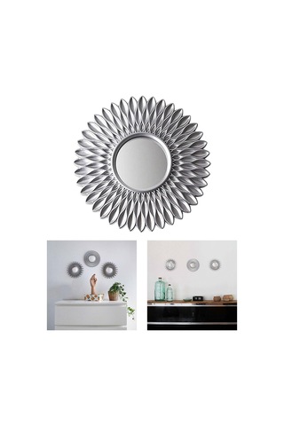 Suntek Yuvarlak Asılı Ayna Ev Şifonyer Dekor Duvar Aynaları Çiçek Şekilli Gümüş