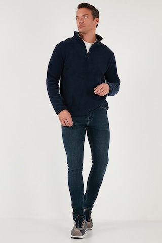 Buratti Slim Fit Yarım Fermuarlı Dik Yaka Erkek Polar 5906003 Lacivert