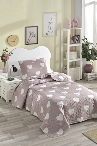 Eponj Home Kapitone Yatak Örtüsü Seti Tek Kişilik Herz Gülkurusu