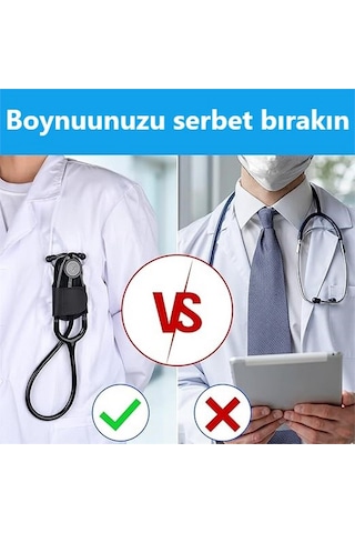 Hakiki Deri Stetoskop Tutucu Organizer Holder Gri