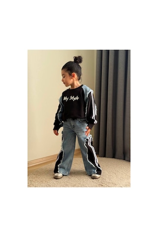 Toikids Kız Çocuk My Style Kot Garnili İkili Takım Siyah