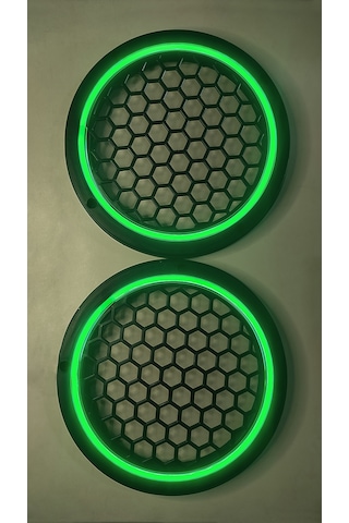 Hoparlör Kapağı 16 Cm Ledli 2'li Takım - Yeşil