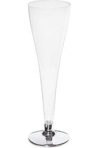 Şampanya Bardağı Metalize Gümüş Ayaklı 120 Ml - 6 Adet