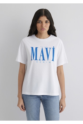 Mavi - Mavi Logo Baskılı Beyaz Tişört 1611990-620 Beyaz