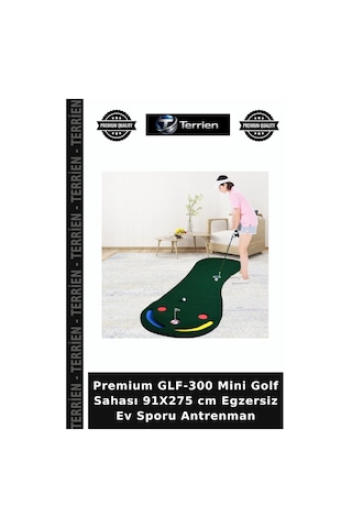 Premium Glf-300 Mini Golf Sahası 91x275 Cm Egzersiz Ev Sporu Antrenman Çok Renkli