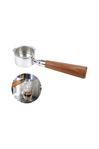 Teltree 51mm Üç Kulaklı Paslanmaz Çelik Kahve Portafilter, Ahşap Kolu, Profesyonel Ekstraksiyon, Ev Kullanıma Uygun, Filtre Sepeti İçerir Diğer