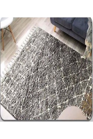 Bahariye Püsküllü Shaggy Halı 160x230 Cm Antrasit - Gri
