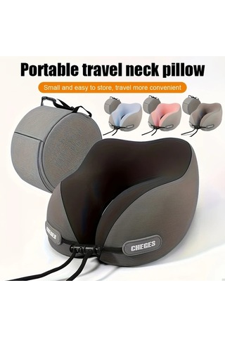 Honeybeeshop Siyah Araba Ucak Seyahat Ve Ofis Icin Ergonomik U Seklinde Boyun Yastigi Depolama Cantali Rahat Bas Destegi Travel Pillo