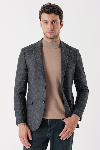 İmza Koyu Antrasit Desenli Mono Yaka Astarlı Çift Yırtmaç 6 Drop Slim Fit Dar Kesim Klasik Ceket 1002235132-koyu Antrasit Koyu Antrasit