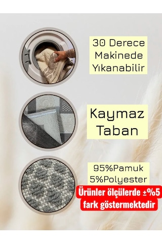 Yüksek Emici Pamuk Dokuma Banyo Halısı - Pamuklu Kaymaz Taban Dikdörtgen Banyo Paspası 50 X 80 Ebatlarında Bej