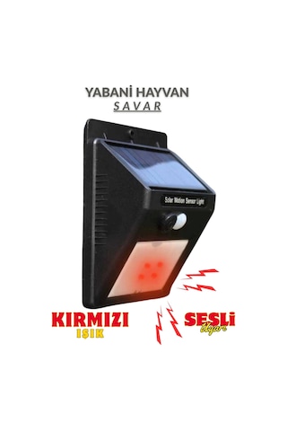 Hayvan Kovucu Işıklı Sesli Güneş Enerjili Sensörlü Gece Gündüz Modlu