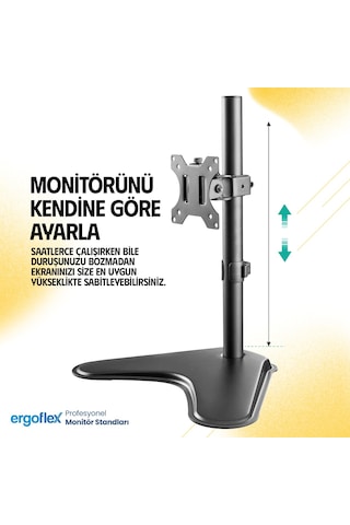 Ergoflex EF71 Steel Design 2-8 kg Tek Kol Asansörlü 13"-32" Desktop Monitör Standı