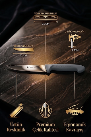 Sürmene Silver Serisi 6 Lı Mutfak Bıçak Seti Gri Sap Et Ekmek Sebze Meyve Kesme Bıçağı Srm-011