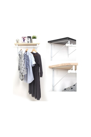 Depolife Duvar Rafı Fortmanto Elbise Askılık Montajlı Askılık Demiri