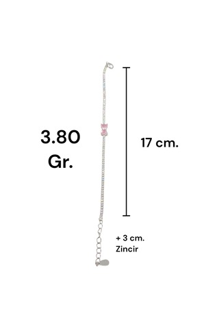 925 Ayar Gümüş Taşlı Fiyonklu Bileklik Sevimli Tasarım Gümüş