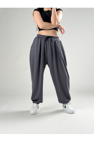 Cocopelli Pileli Füme Kadın Jogger Pantolon Coc2844 Füme