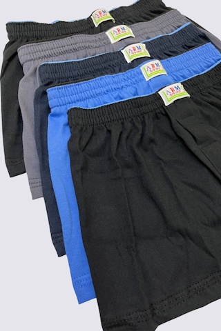 Arma Yıldız Karışık Renkli Erkek Çocuk Boxer 5'li Paket Düz Klasik Rahat Kesim %100 Pamuklu Çok Renkli