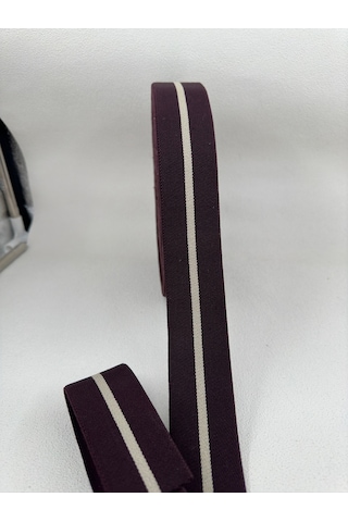 4 Cm Jakar Lastik-çizgili-bordo-5 Metre