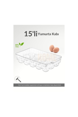 Jet's Home 15'li Kapaklı Yumurta Kabı Darbeye Karşı Dayanıklı Yumurtalık Bpa Free Buzdolabı Organizeri Düzenleyici Şeffaf