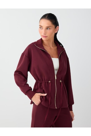 Jimmy Key Bordo Bel Ayarlamalı Fermuarlı Modal Ceket 6ww057725562