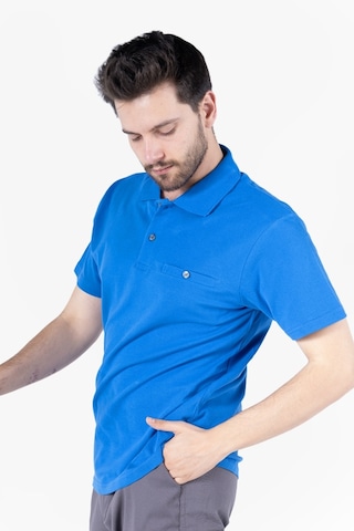 Yıldırımlar T-shirt %100 Pamuk Polo Yaka Fleto Cepli %100 Pamuk Saks Mavi