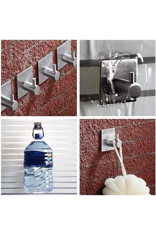 Kendinden Yapışkanlı Havlu Askısı, Bornoz İçin Paslanmaz Çelik Havlu Askısı, Duvar Askısı - 6 Adet Çok Renkli