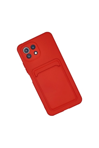 Cosmotex Newface Xiaomi Mi 11 Lite Kılıf Kelvin Kartvizitli Silikon - Kırmızı