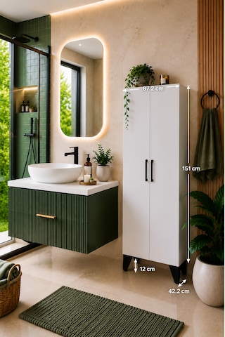 Banyo Dolabı 2 Kapaklı Mdf, Çok Amaçlı Dolap, Balkon Dolabı Beyaz