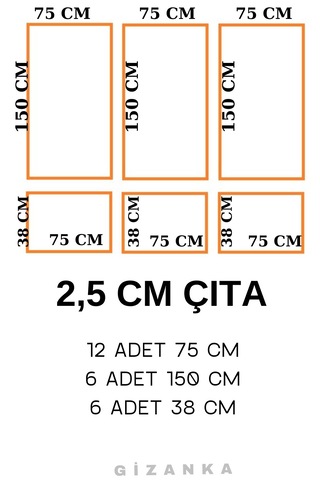 Açık Gri Boyanabilir Çıta Hazır Kesim Anka141 20,40 Metre