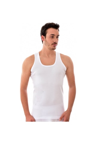 Tutku Erkek Beyaz Ribana Esnek Askılı Atlet 6'lı Paket Model No-0102 001