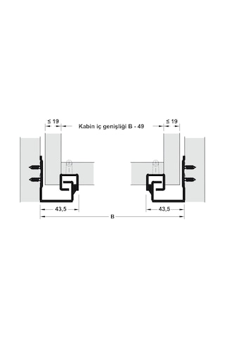 Hafele Pow, Tek Açılım Yavaşlatıcılı Gizli Ray 450mm GRi