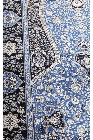Lale Mihrap Seccade Ultra Lüks % 100 Modal, Sık Dokuma Halı Seccade- Saks Mavi 80x120 Cm Çok Renkli